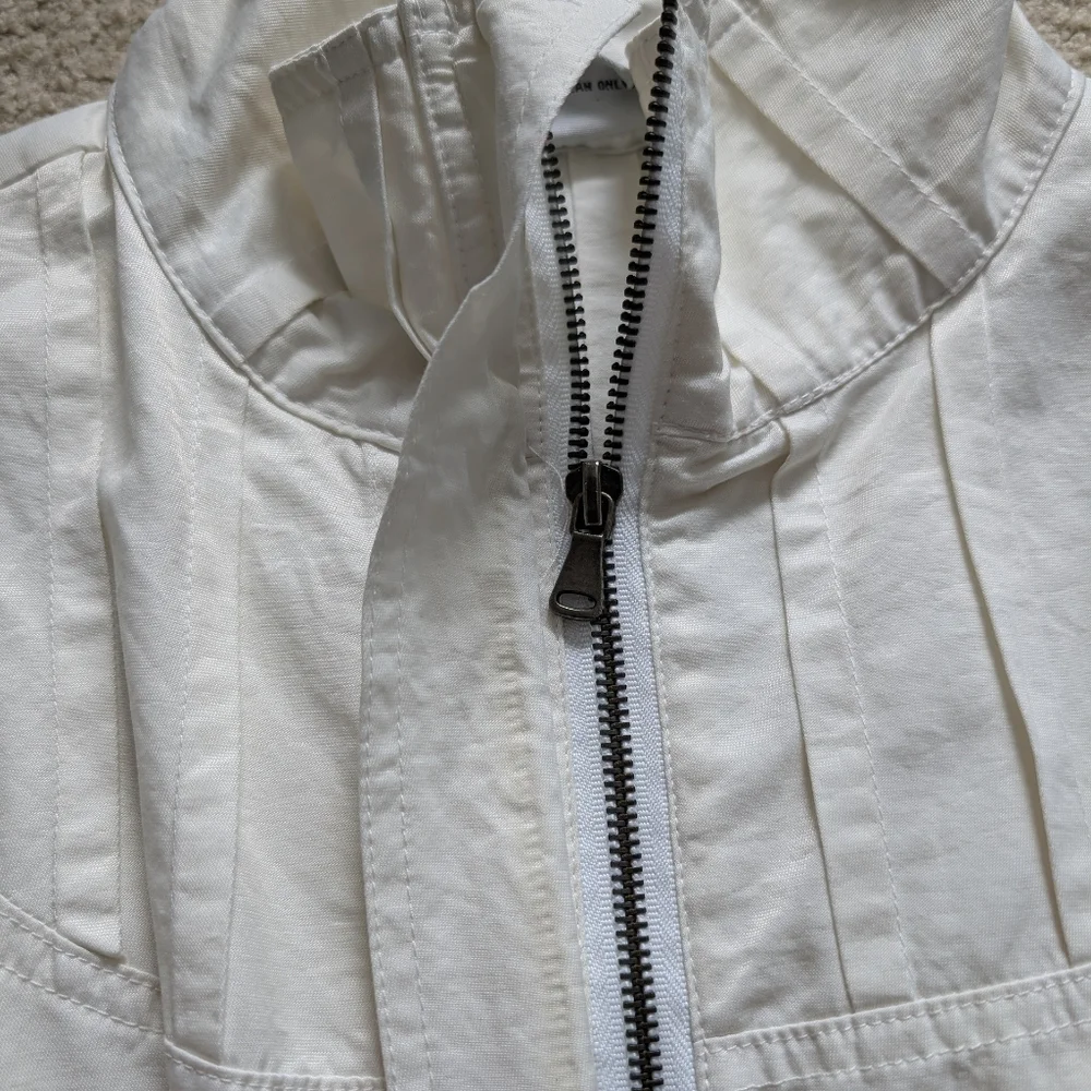 Luii White High Collar Half Sleeve Jacket Size Small - Picture 8 of 11
